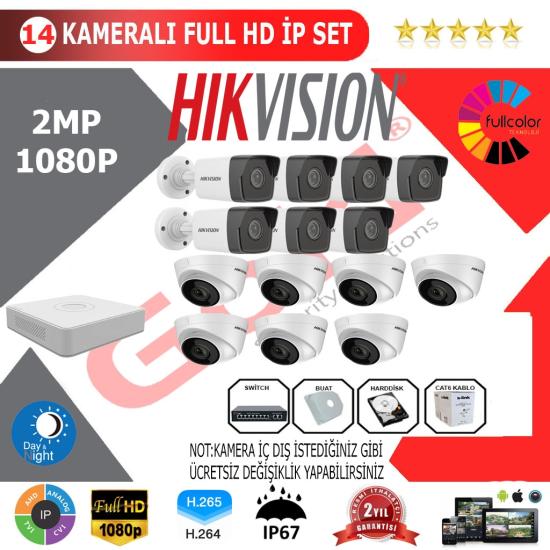 Hikvision 14’lü 2MP 1080P İP Kamera Seti