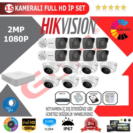 Hikvision 15’li 2MP 1080P İP Kamera Seti
