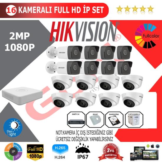 Hikvision 16’lı 2MP 1080P İP Kamera Seti