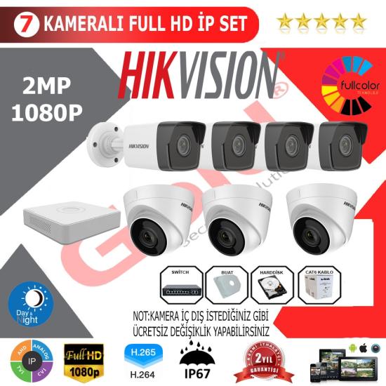 Hikvision 7’li 2MP 1080P İP Kamera Seti